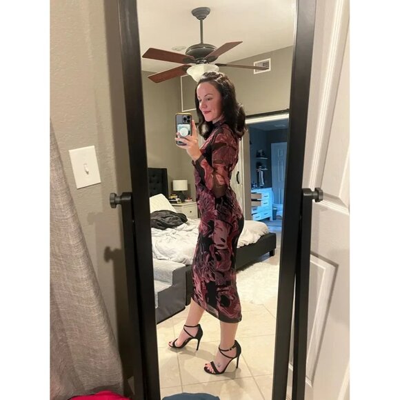 Prabal Gurung Abstract Floral Mesh Midi Dress Size M - Picture 7 of 16